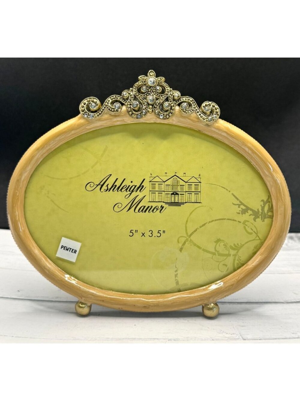 Ashleigh Manor 5" x 3.5" Oval Gold Picture Frame With Rhinestone Embellishments